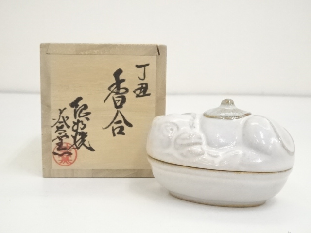 JAPANESE TEA CEREMONY / KOGO(INCENSE CONTAINER) / KISHU WARE / OX